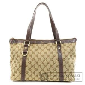 Gucci Abbey Tote Bag monogram canvas brown leather